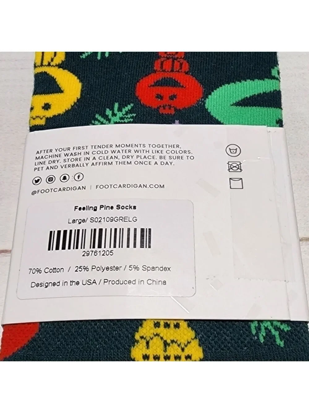 Foot Cardigan Men's Feeling Pine Holiday Crew Socks Large 8-11 - New With Tags